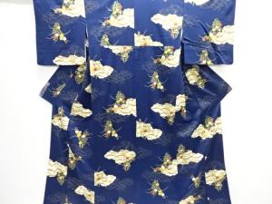 雲に桔梗模様小紋着物